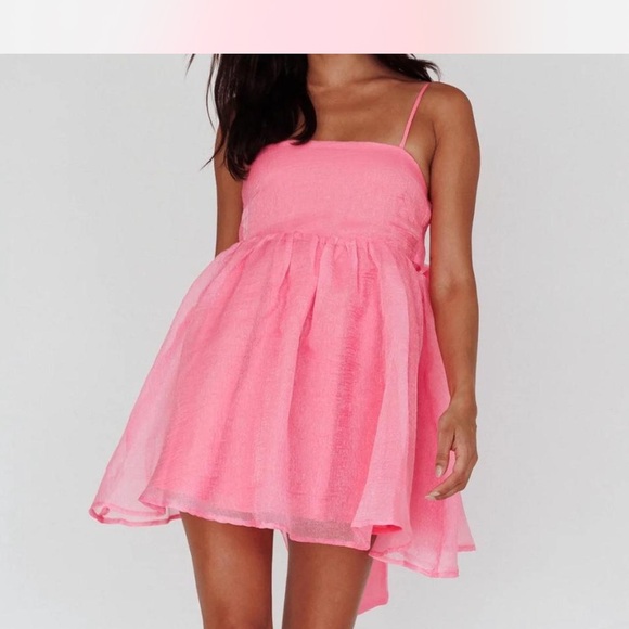 Kelsi’s Pink Homecoming Babydoll Pink Mini Dress Medium - Picture 1 of 14